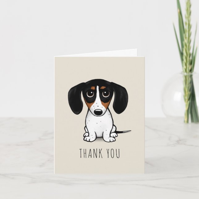 Piebald Dachshund Thank You Custom Greeting Card (Front)