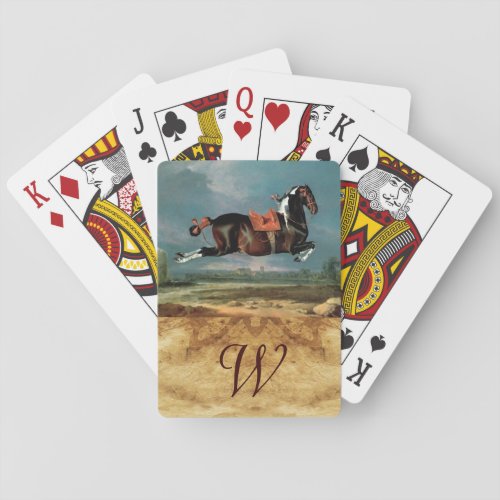 Piebald Horse Cehero Rearing Parcment Monogram  Playing Cards