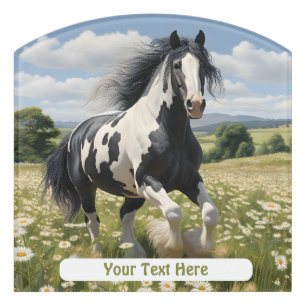 Piebald Irish Cob Horse Personalised Door Sign