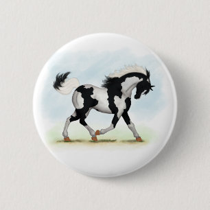 Piebald Overo Pinto Horse Button