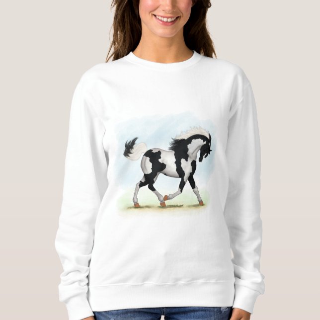 Piebald Overo Pinto Horse Sweatshirt (Front)