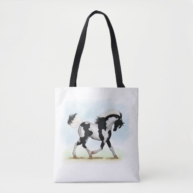 Piebald Overo Pinto Horse Tote Bag (Front)