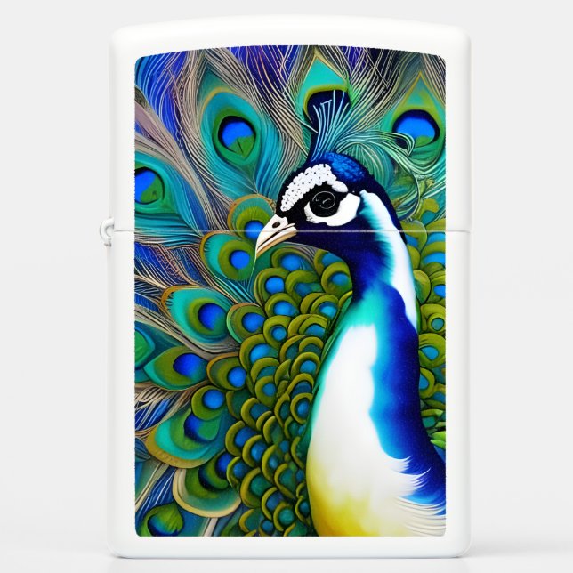 Piebald Peacock Zippo Lighter (Front)