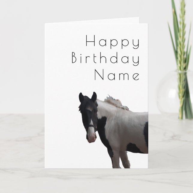 Piebald Pony Deco Birthday Card (Front)