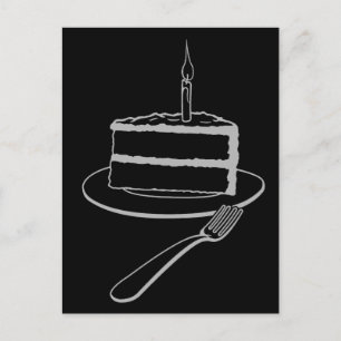 Piece of Birthday Cake Exquisite Line Art Holiday Postcard