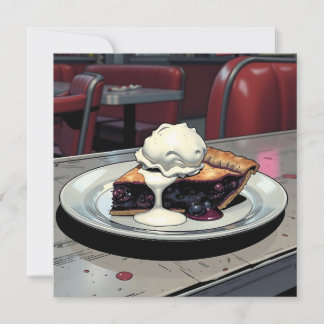 Piece of Blueberry Pie and Vanilla Ice Cream Blank Card