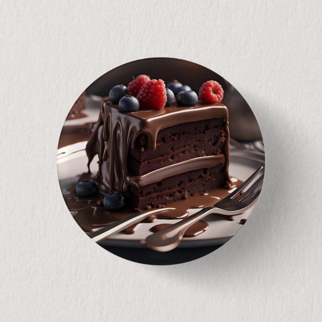 Piece of Chocolate Cake Button (Front)
