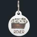 Piece of Chocolate Mousse Cream Pie Slice Baking Pet Name Tag<br><div class="desc">Pet tag design features an original illustration of a classic slice of chocolate cream pie. Just personalize with the name of your dog or cat. Lots of coordinating pet products are also available from this shop! Don't see exactly what you're looking for? Contact Rebecca to have a product customized just...</div>