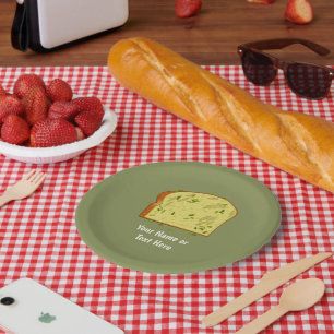Piece of Garlic Bread - Herby Side Dish - own text Paper Plates