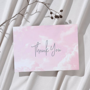 Piece of Heaven Baby Shower Pink Clouds Letterpress Thank You Card