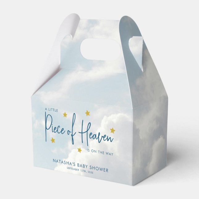 Piece of Heaven Clouds Baby Shower Favor Boxes (Front Side)