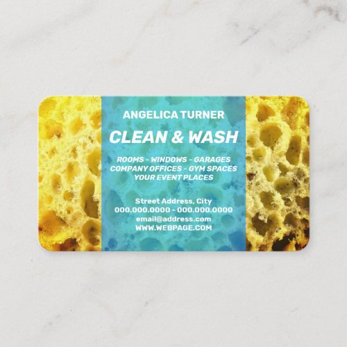 Piece of sponge fun style professional blue pack business card