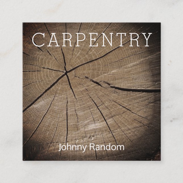 Piece of wood trunk faux look square business card (Front)