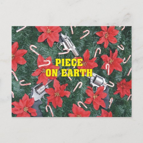 Piece On Earth Gun Christmas Holiday Postcard