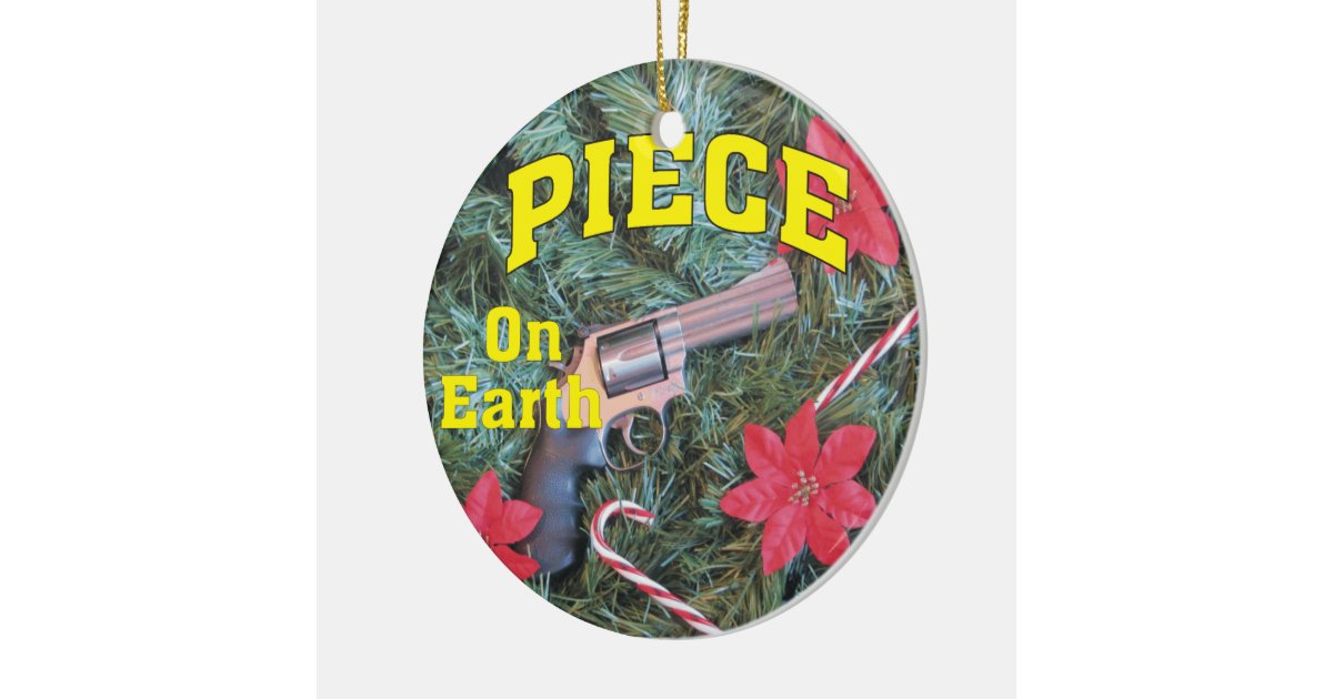 piece on earth gun christmas ornament zazzle com pregnancy announcements at christmas