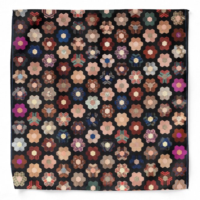 Pieced hexagons quilt bandana (Front)