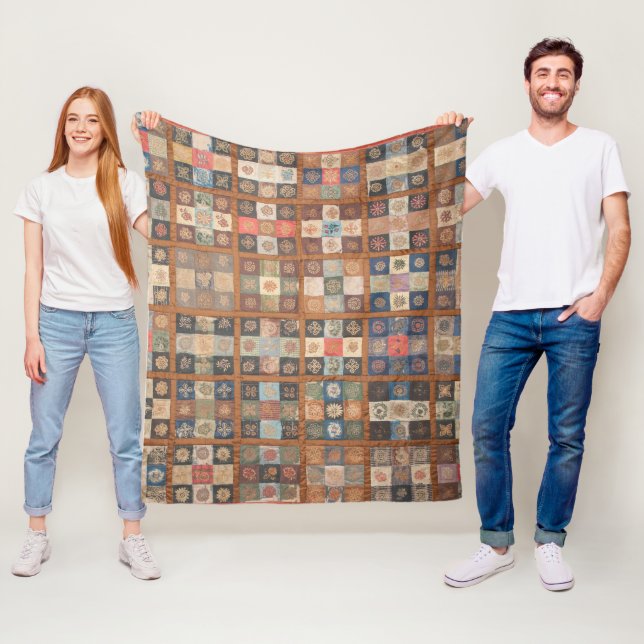 Pieced Nine-Patch fancy quilt Fleece Blanket (In Situ)