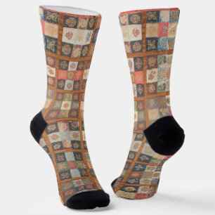 Pieced Nine-Patch fancy quilt Socks