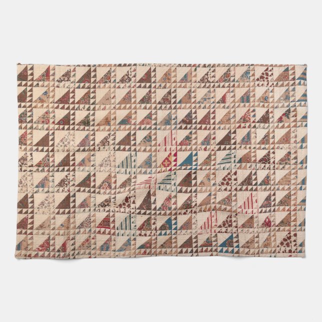 Pieced quilt in neutral colors kitchen towel (Horizontal)