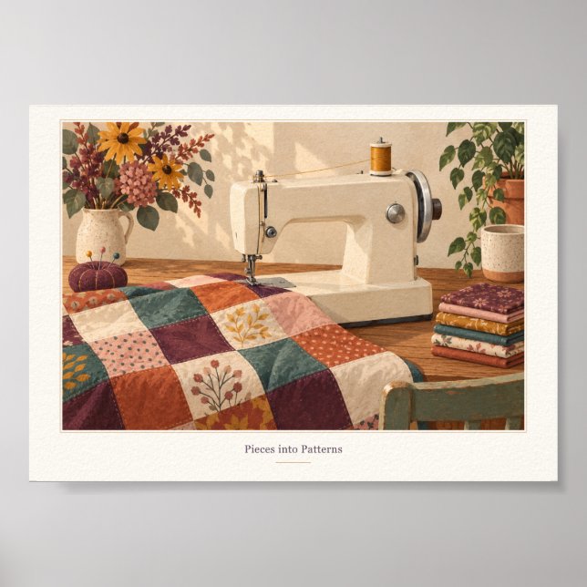 Pieces into Patterns Quilting Studio Art Print (Front)