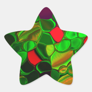 Pieces of colors, circles and rounded off shapes star sticker