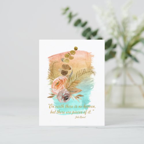 Pieces of Heaven Quote Boho Flowers  Postcard