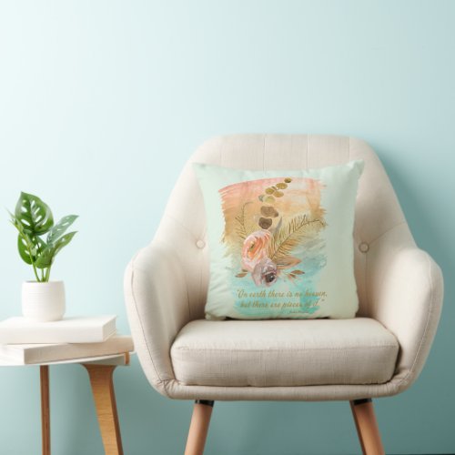 Pieces of Heaven Quote Boho Flowers  Throw Pillow