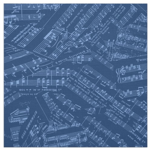 Pieces of Music Light Blue POMV Fabric