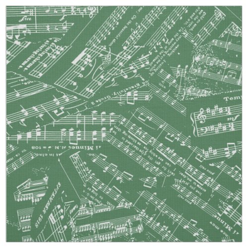 Pieces of Music WhiteGreen POMV Fabric
