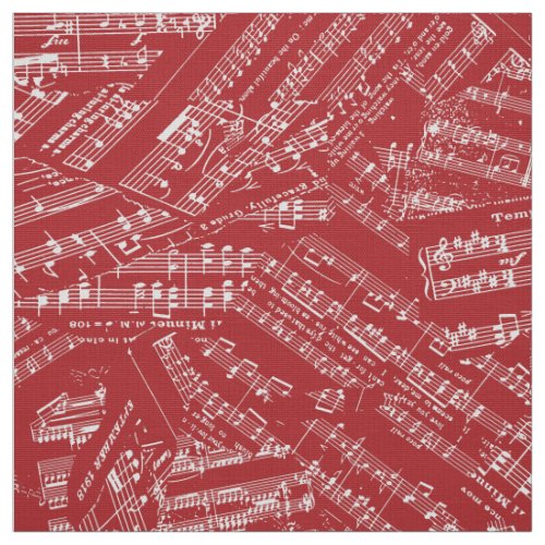 Pieces of Music WhiteRed POMV Fabric