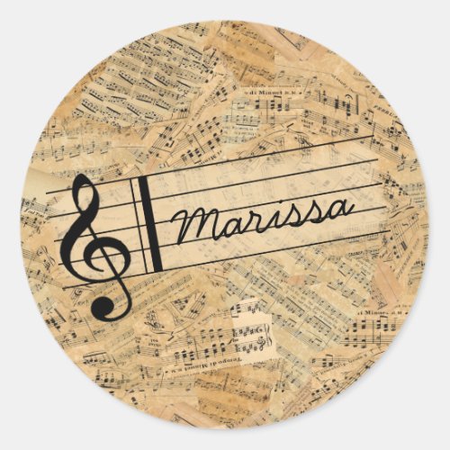 Pieces of Vintage Music ID389 Classic Round Sticker