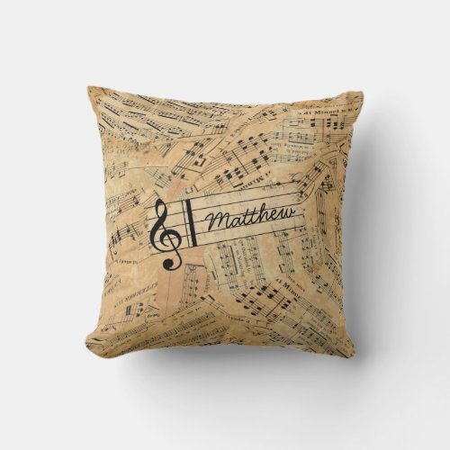 Pieces of Vintage Music ID389 Throw Pillow