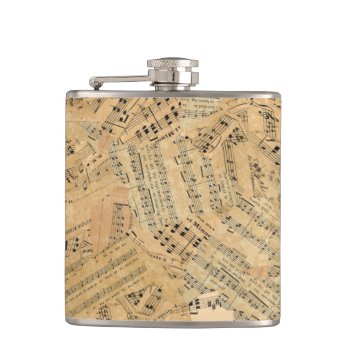 Pieces Of Vintage Music Pomva Flask by arrayforaccessories at Zazzle
