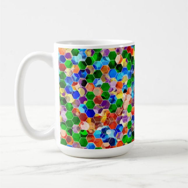 Piecewise Horizontal Hexagons Dot 15oz Mug (Left)
