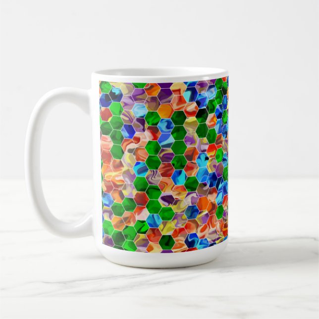 Piecewise Horizontal Hexagons Swirl 15oz Mug (Left)