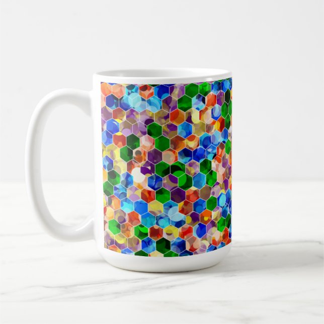 Piecewise Vertical Hexagons Dot 15oz Mug (Left)