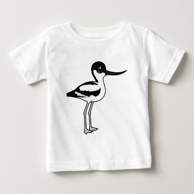 Pied Avocet Cute Birdorable Cartoon Bird Baby T-Shirt (Front)