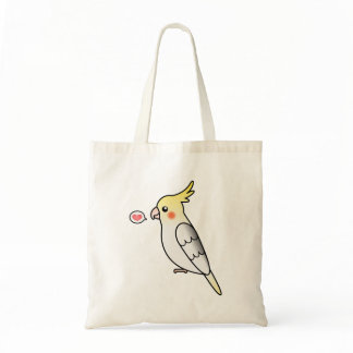 Pied Cartoon Cockatiel Parrot Bird Love Tote Bag