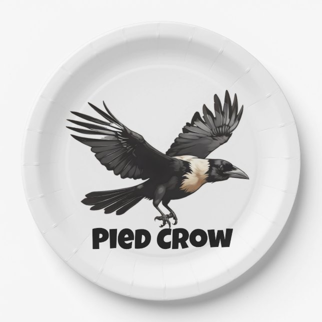 Pied crow with wings open paper plates (Front)