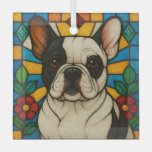 Pied French Bulldog Dog &quot;Stained Glass&quot; Glass Ornament