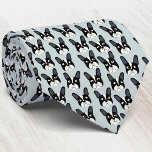 Pied French Bulldog Green Neck Tie<br><div class="desc">A fun little black and white Pied French Bulldog or Frenchie pattern on a duck egg blue background.  Great for all dog lovers,  pet sitters,  dog walkers and veterinarians.  Original art by Nic Squirrell.</div>