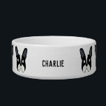 Pied French Bulldog Name Bowl<br><div class="desc">A fun little black and white Pied French Bulldog or Frenchie.  Great for dog lovers.  Original art by Nic Squirrell.  Change the name to personalize.</div>