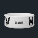 Pied French Bulldog Name Bowl<br><div class="desc">A fun little black and white Pied French Bulldog or Frenchie.  Great for dog lovers.  Original art by Nic Squirrell.  Change the name to personalize.</div>