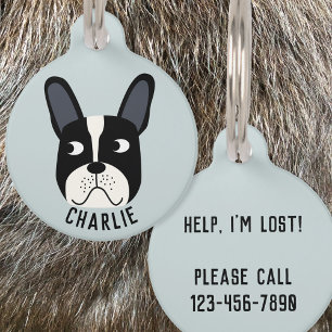 Pied French Bulldog Pet ID Tag
