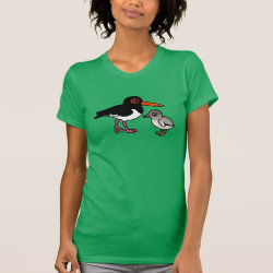 Pied Oystercatcher with chick Women's American Apparel Fine Jersey Short Sleeve T-Shirt