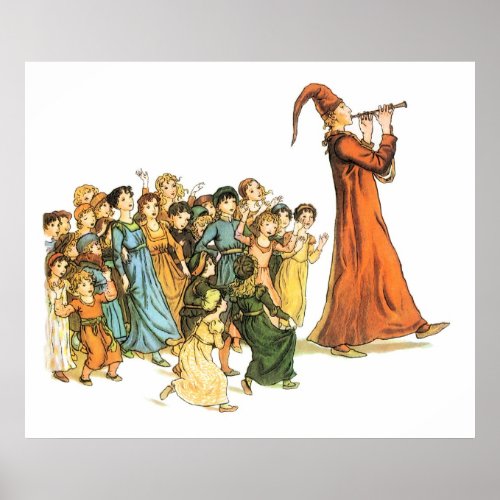 Pied Piper Illustration by Kate Greenaway Poster