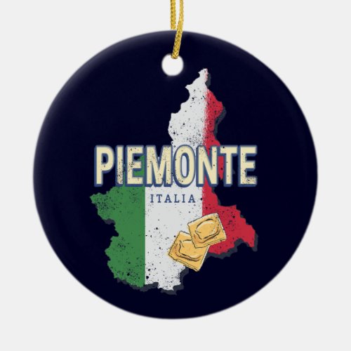 Piedmont Italy Retro Region Map Vintage Pasta Ceramic Ornament
