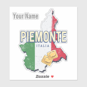 Piedmont Italy Retro Region Map Vintage Pasta Sticker