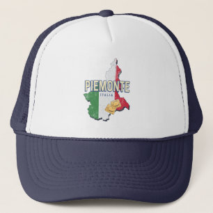 Piedmont Italy Retro Region Map Vintage Pasta Trucker Hat