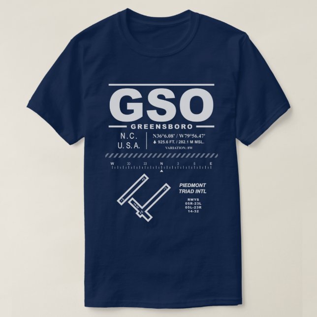 Piedmont Triad International Airport GSO T-Shirt (Design Front)